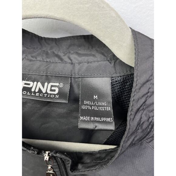 Ping Collection Windbreaker Mens Size Medium Short Sleeve 1/4 Zip Black Pockets - Picture 4 of 9